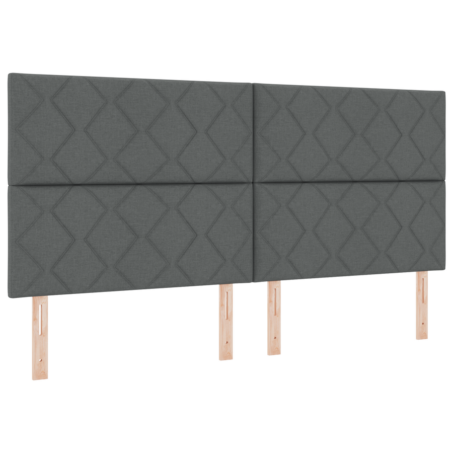 Hoofdbord LED met ruitjes 200 cm stof donkergrijs