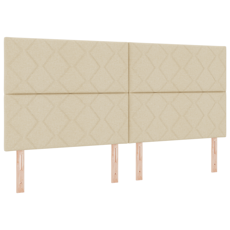 Hoofdbord LED met ruitjes 200 cm stof crèmekleurig