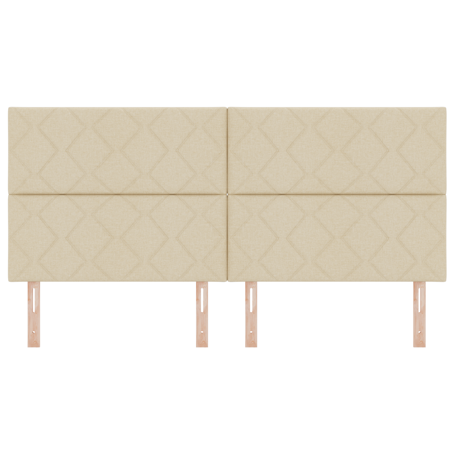 Hoofdbord LED met ruitjes 200 cm stof crèmekleurig