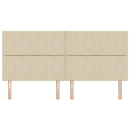 Hoofdbord LED met ruitjes 200 cm stof crèmekleurig
