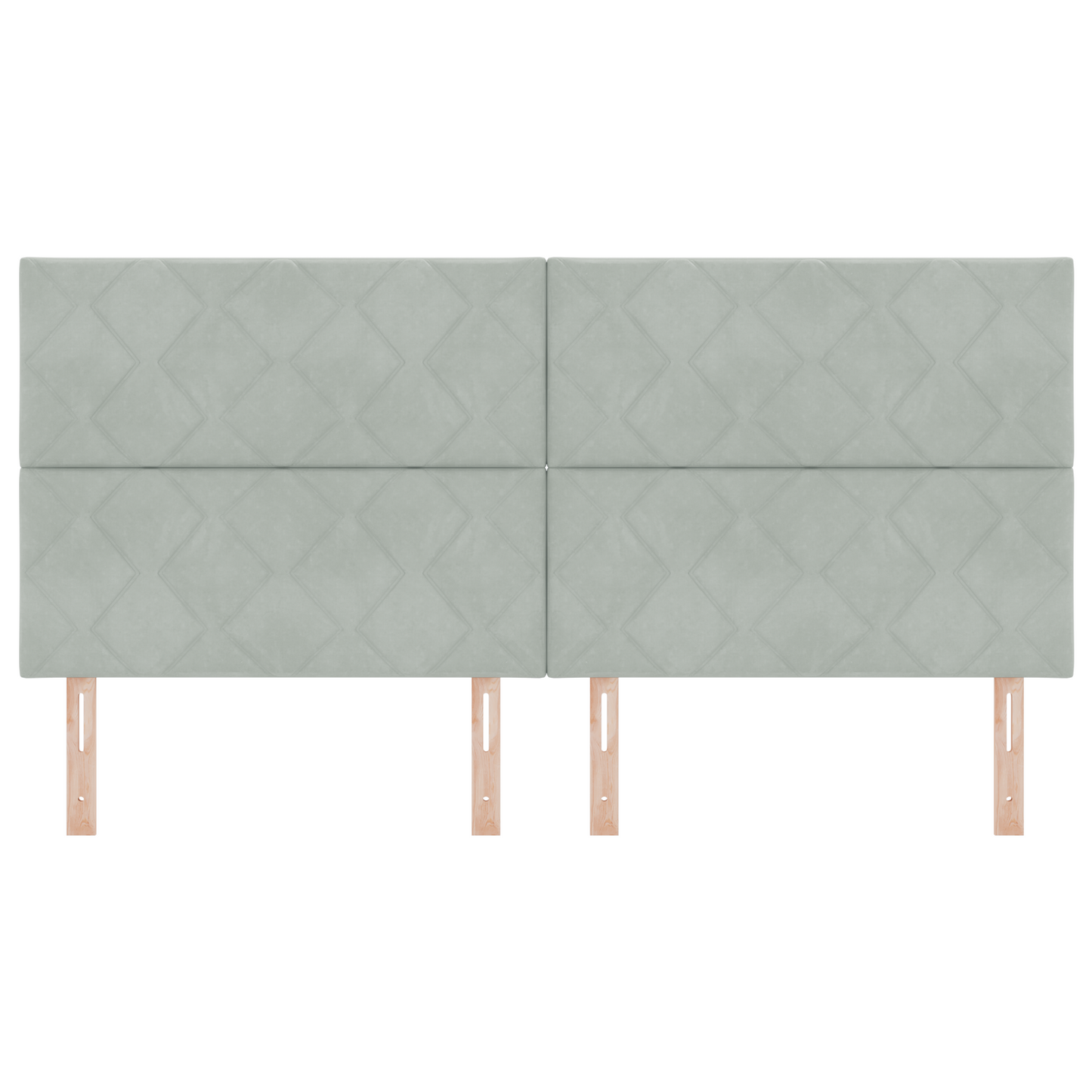 LED Hoofdbord met Diamant Blokken Ontwerp - Lichtgrijs - 200 cm - Fluweel