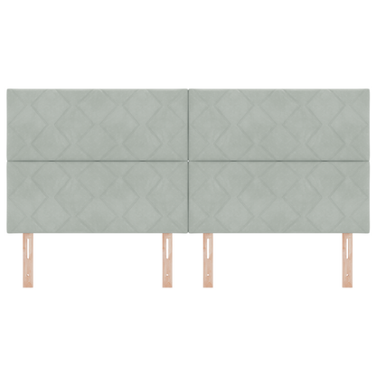 LED Hoofdbord met Diamant Blokken Ontwerp - Lichtgrijs - 200 cm - Fluweel