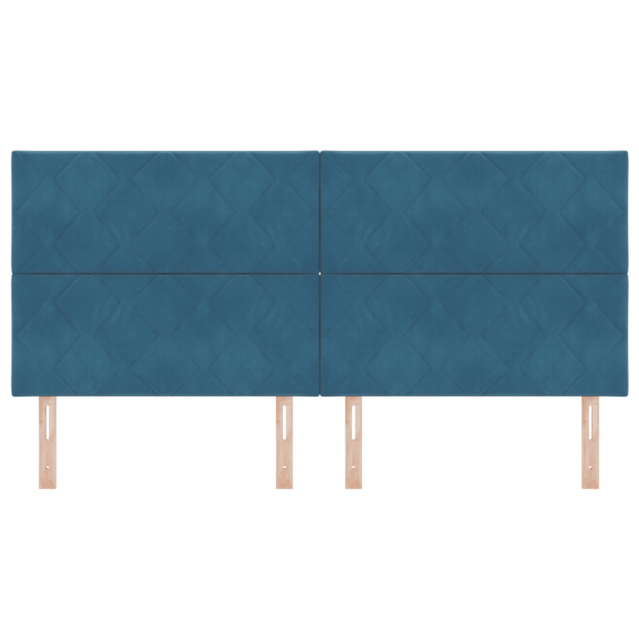 LED Hoofdbord in Diamant Blok Ontwerp Donkerblauw 200 cm van Fluweel