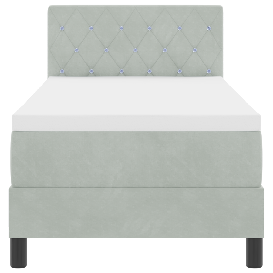 Boxspringbed met matras fluweel lichtgrijs 80x200 cm