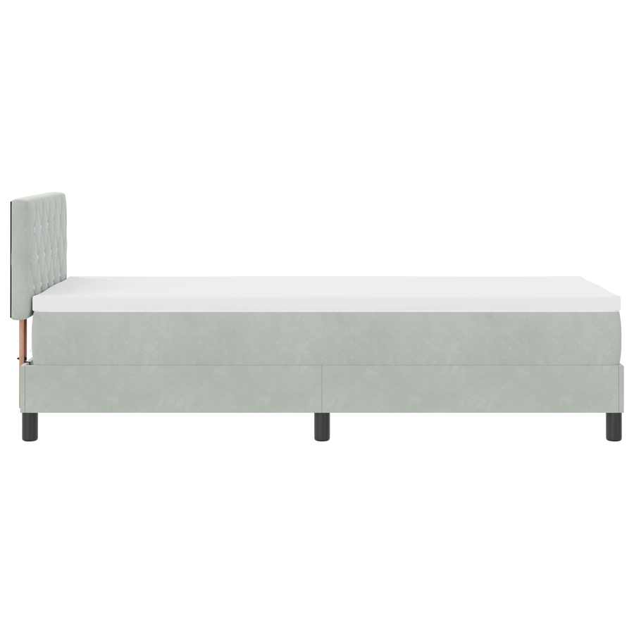 Boxspringbed met matras fluweel lichtgrijs 80x200 cm