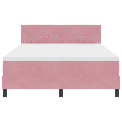 Boxspringbed met matras fluweel roze 140x200 cm