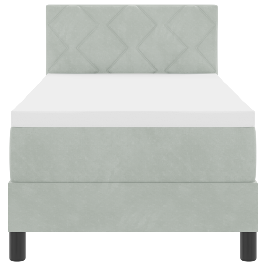 Boxspringbed met matras fluweel lichtgrijs 80x200 cm