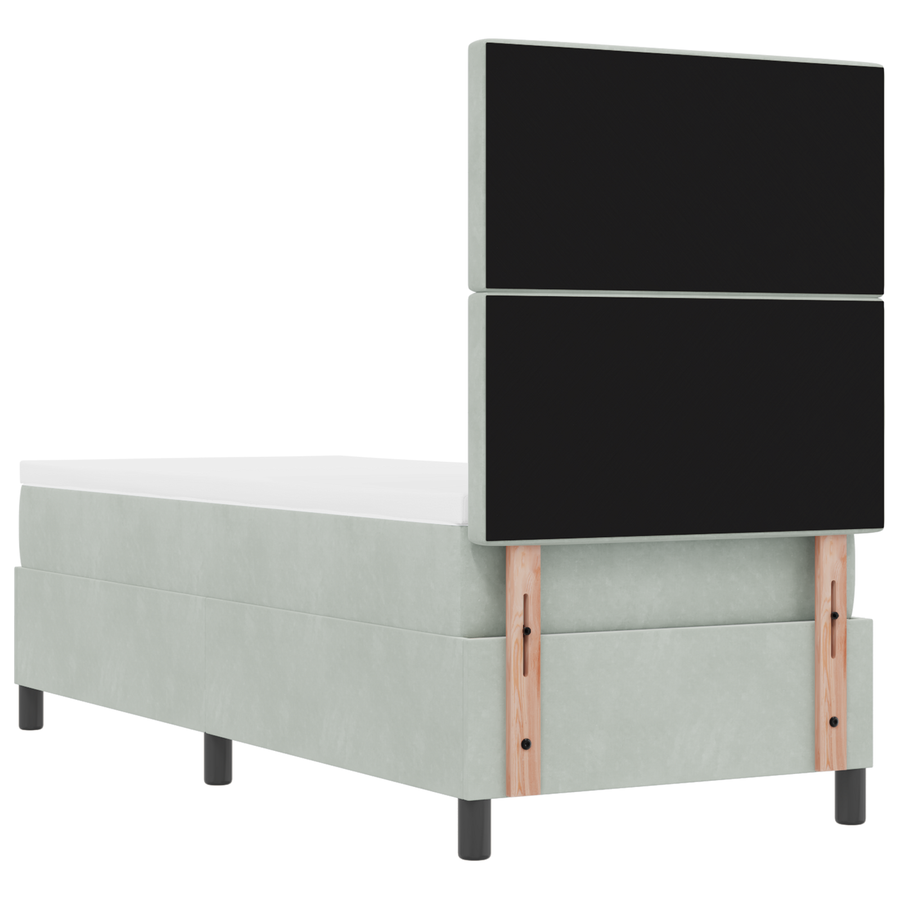 Boxspringbed met matras fluweel lichtgrijs 80x200 cm