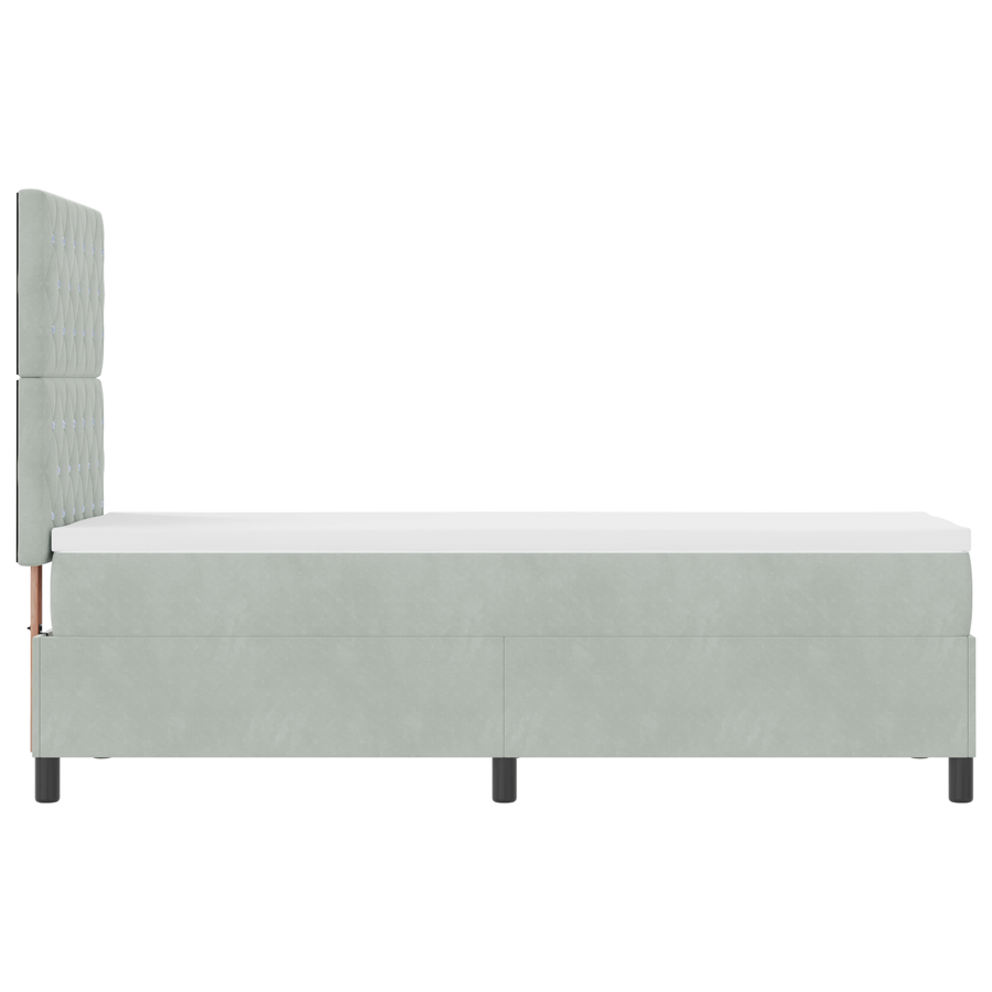 Boxspringbed met matras fluweel lichtgrijs 80x200 cm