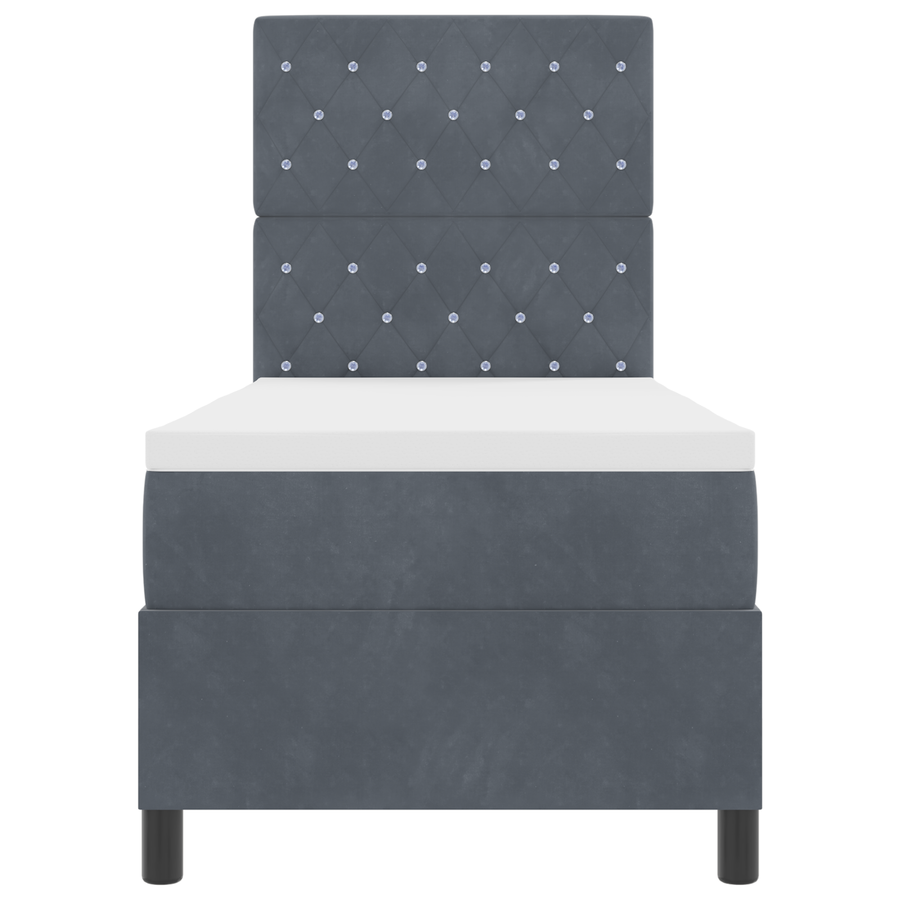Boxspringbed met matras fluweel donkergrijs 80x200 cm