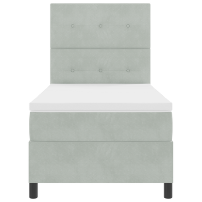 Boxspringbed met matras fluweel lichtgrijs 80x200 cm