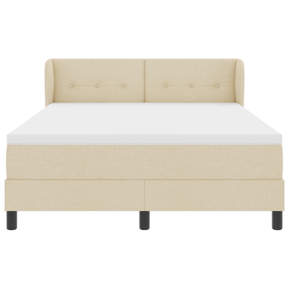 Boxspringbed met matras stof crèmekleurig 140x190 cm