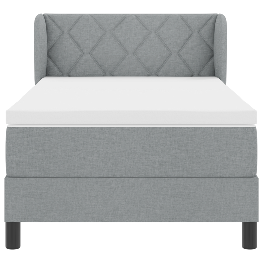 Boxspringbed met matras stof lichtgrijs 90x190 cm