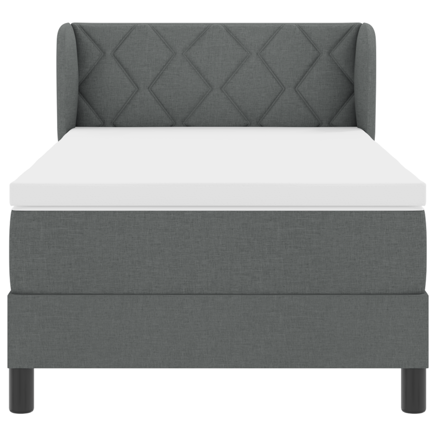 Boxspringbed met matras stof donkergrijs 90x190 cm