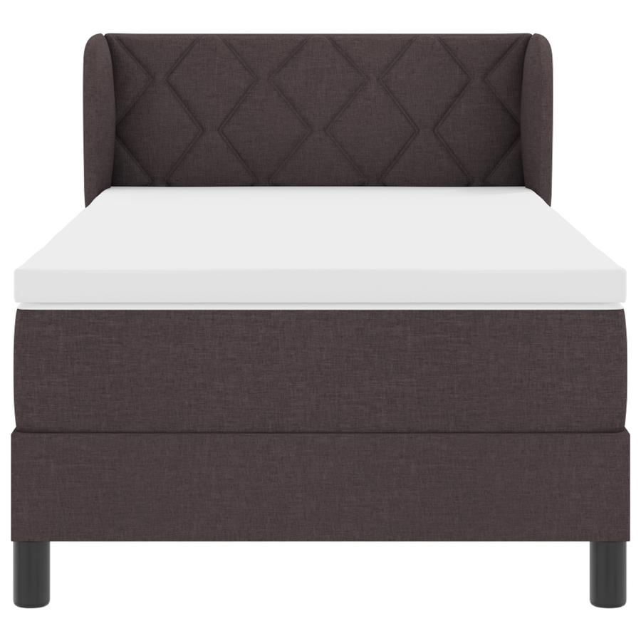 Boxspringbed met matras stof donkerbruin 90x190 cm