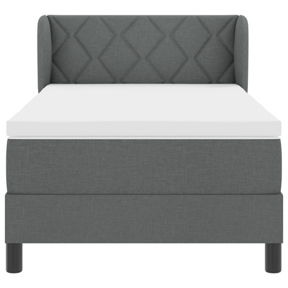 Boxspringbed met matras stof donkergrijs 90x200 cm