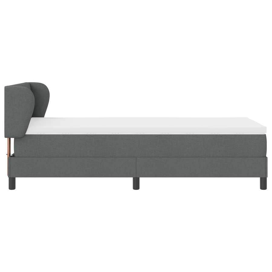 Boxspringbed met matras stof donkergrijs 90x200 cm
