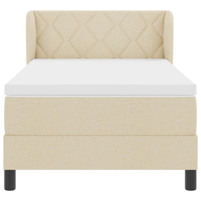 Boxspringbed met matras stof crèmekleurig 90x200 cm