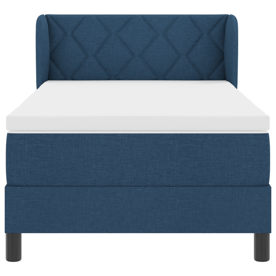 Boxspringbed met matras stof blauw 90x200 cm