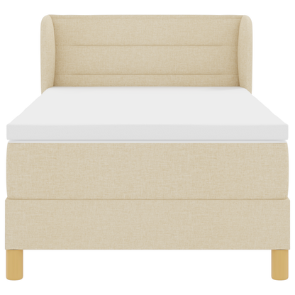 Boxspringbed met matras stof crèmekleurig 90x200 cm