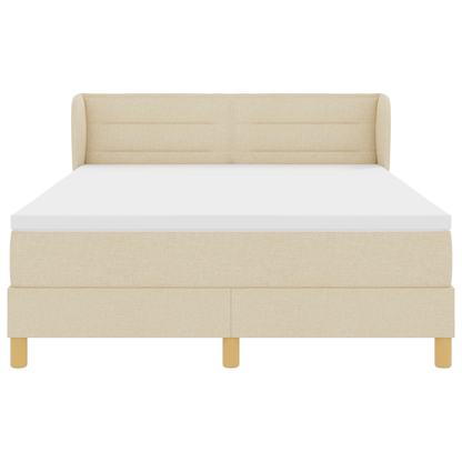 Boxspringbed met matras stof crèmekleurig 140x190 cm