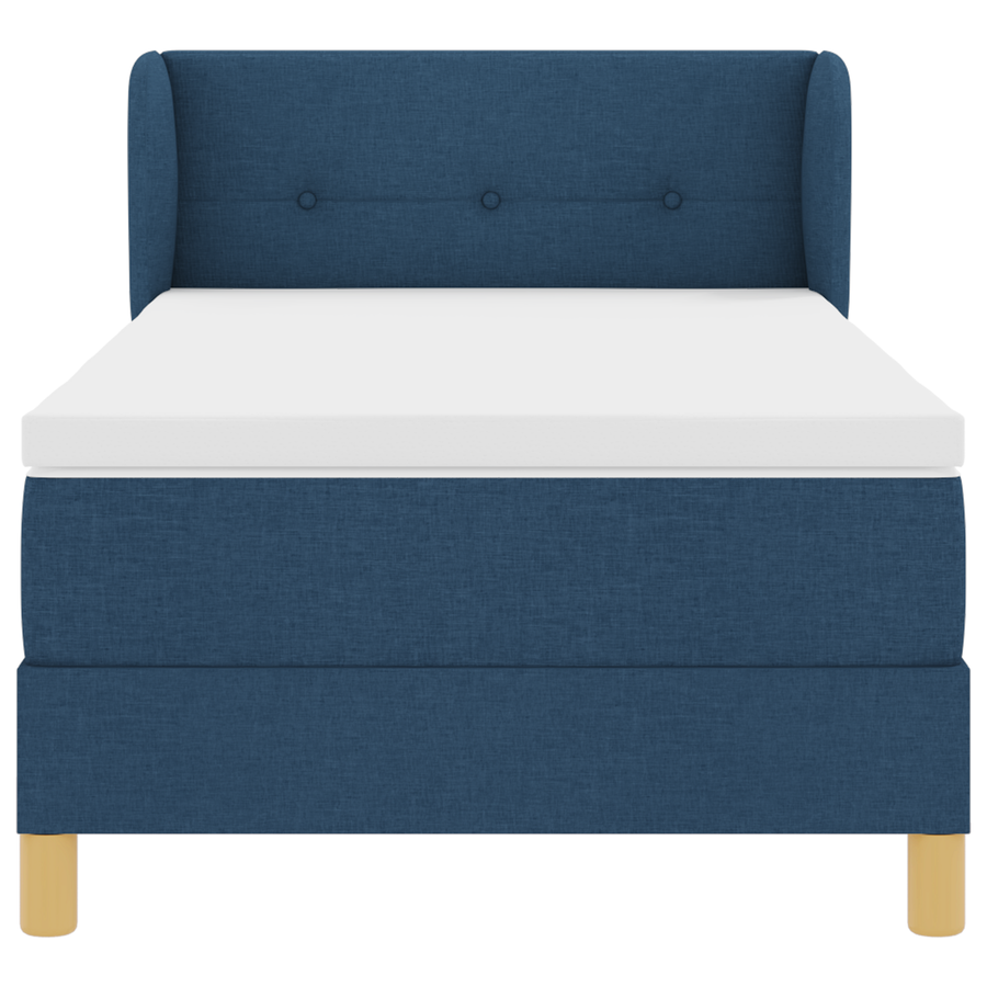 Boxspringbed met matras stof blauw, 90x200 cm