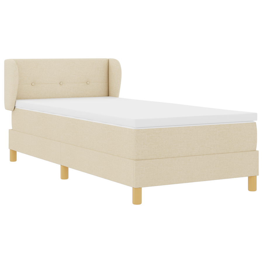 Boxspringbed met matras stof crèmekleurig 100x200 cm
