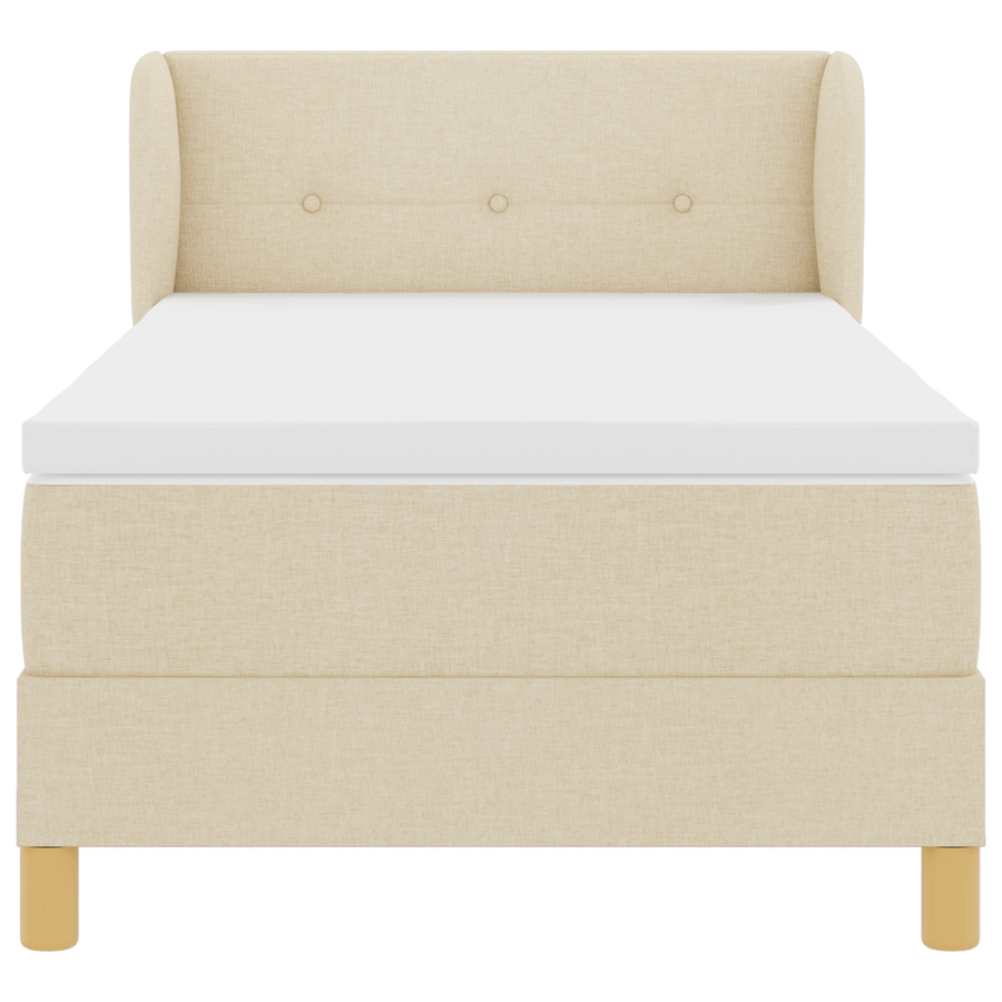 Boxspringbed met matras stof crèmekleurig 100x200 cm