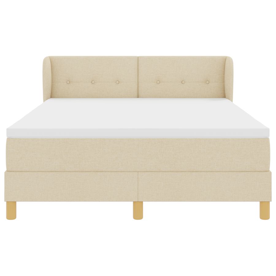 Boxspringbed met matras stof crèmekleurig 140x190 cm