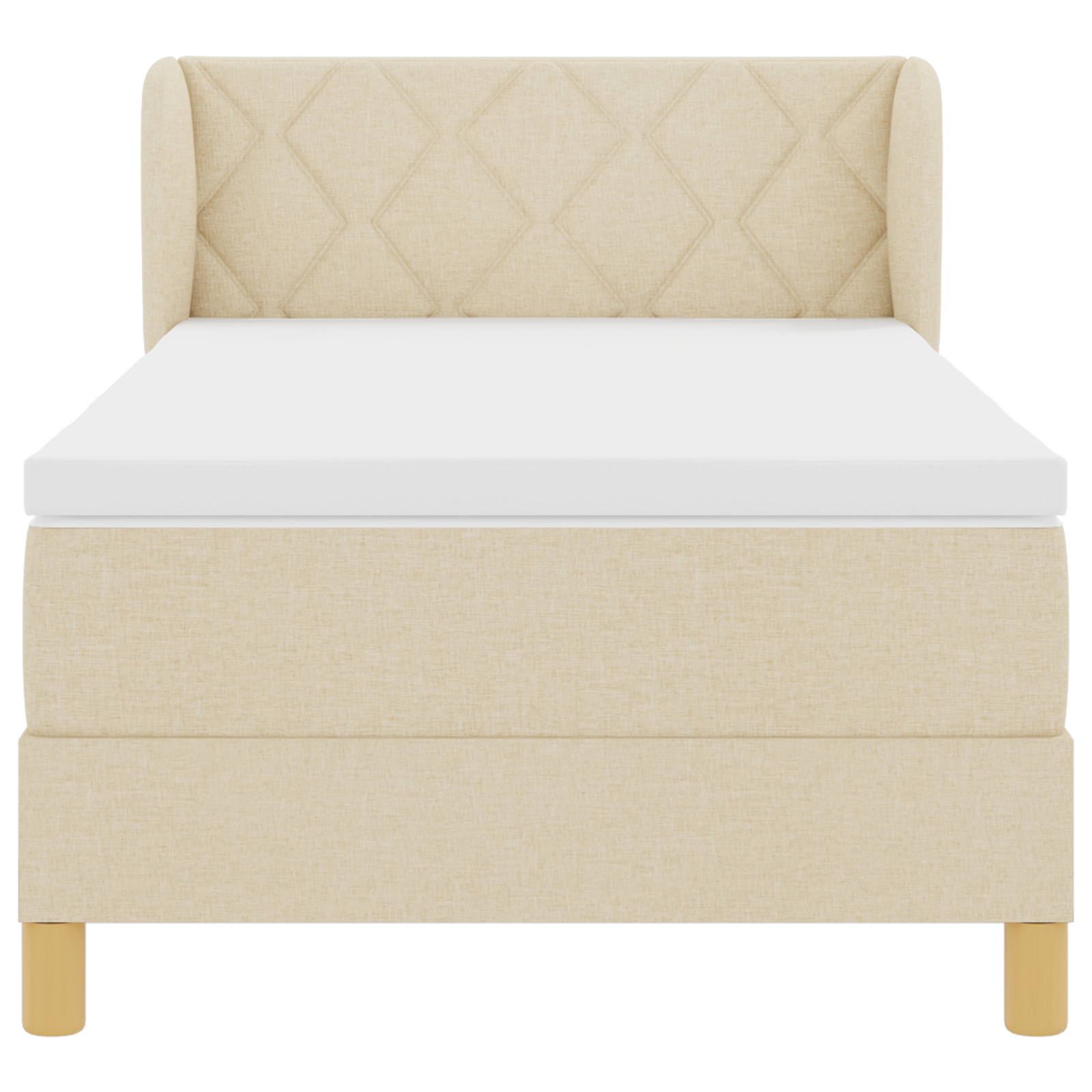 Boxspringbed met matras stof crèmekleurig 90x190 cm