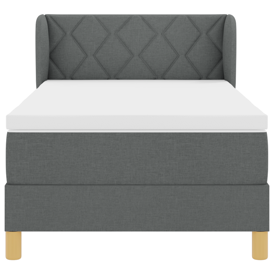 Boxspringbed met matras stof donkergrijs 90x200 cm