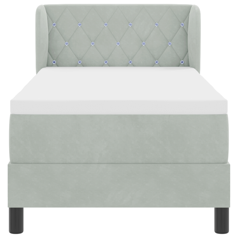 Boxspringbed met Matras Lichtgrijs 80x200 cm Fluweel
