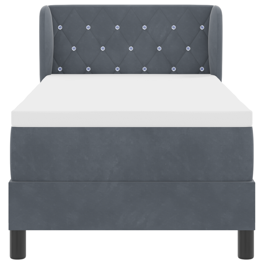 Boxspringbed met matras fluweel donkergrijs 80x200 cm