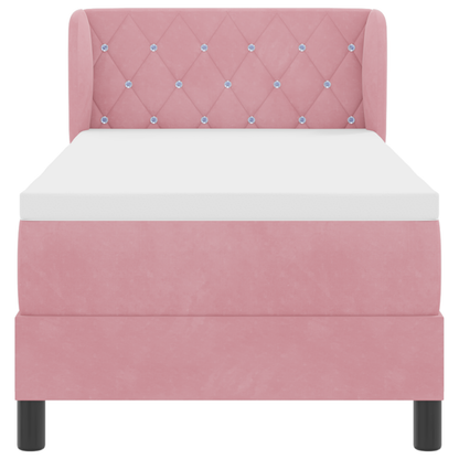 Boxspringbed met matras fluweel roze 80x200 cm