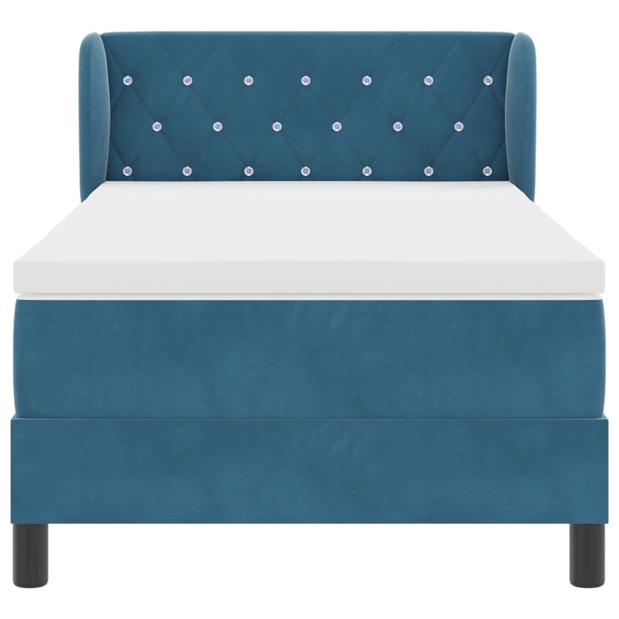 Boxspringbed met matras fluweel donkerblauw 90x190 cm