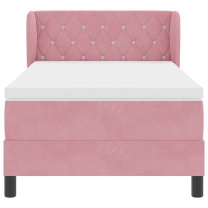 Boxspringbed met matras fluweel roze 90x190 cm