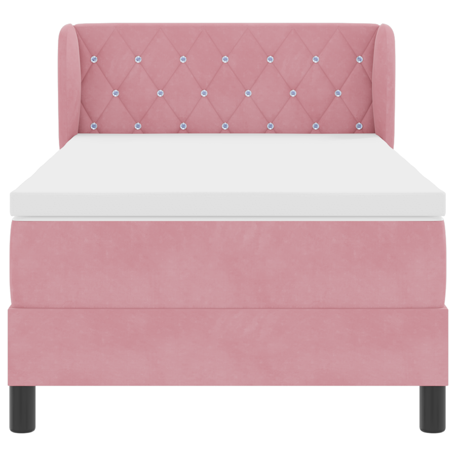 Boxspringbed met matras fluweel roze 90x190 cm