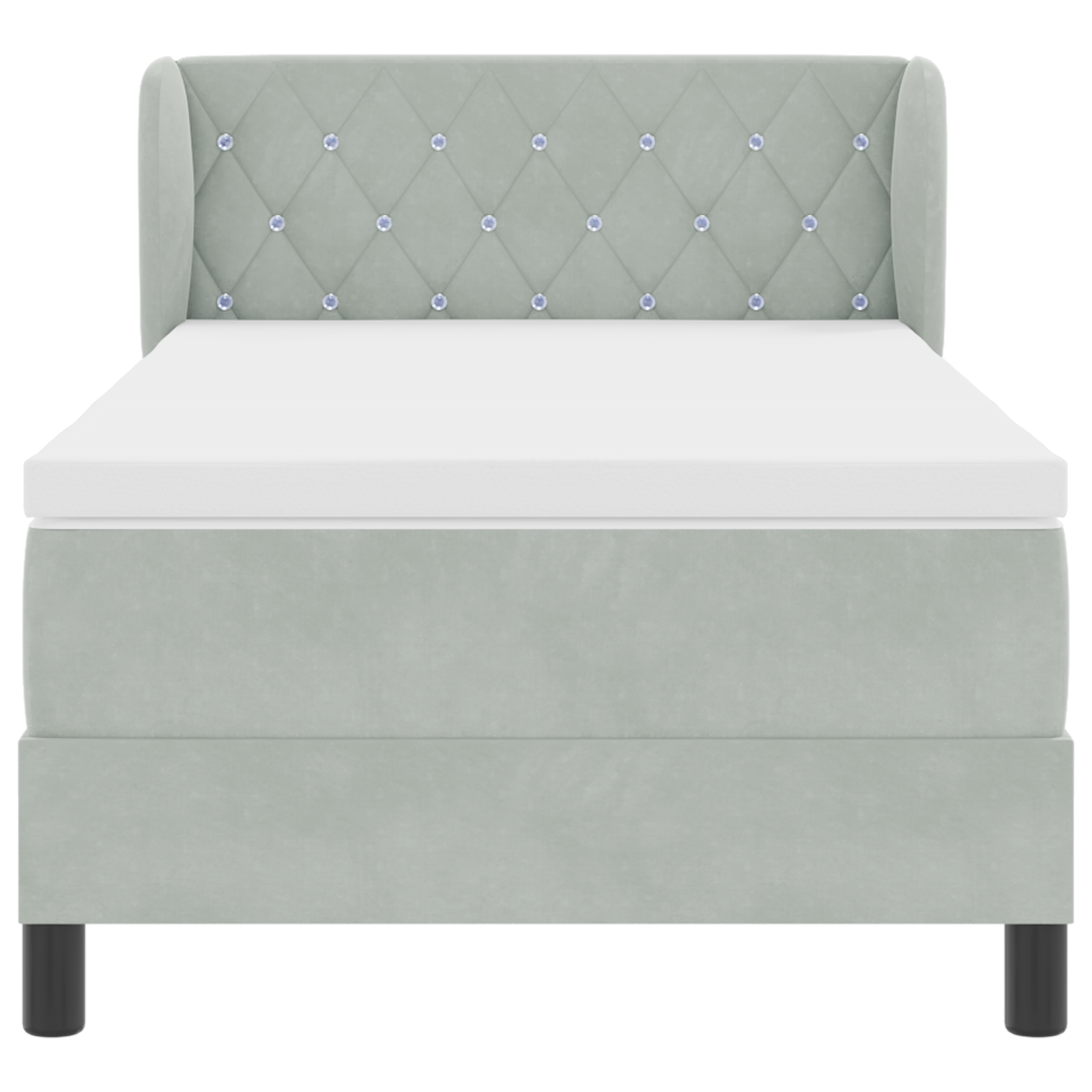 Boxspringbed met matras fluweel lichtgrijs 90x200 cm