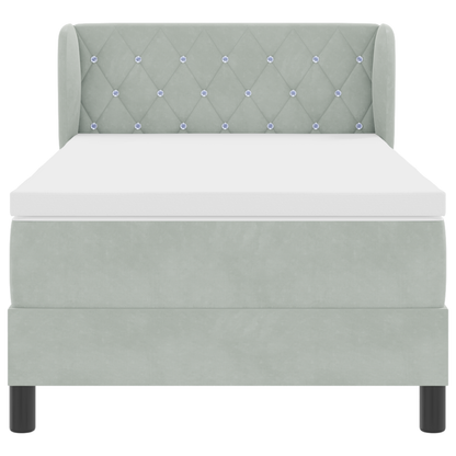 Boxspringbed met matras fluweel lichtgrijs 90x200 cm