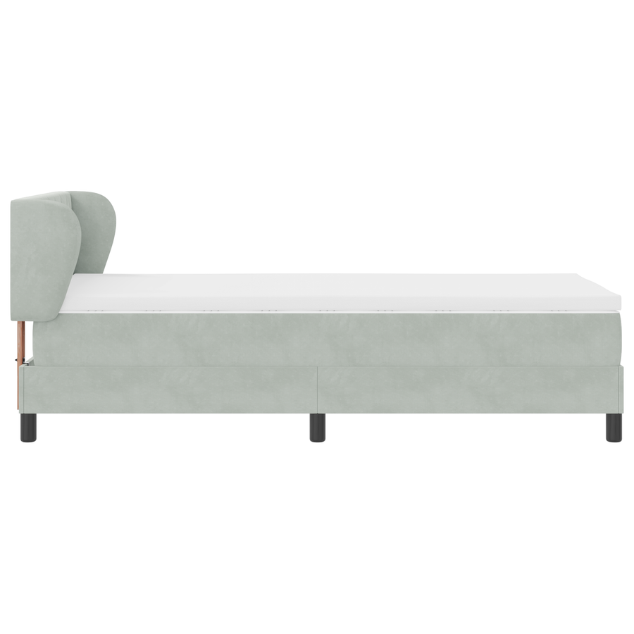 Boxspringbed met matras fluweel lichtgrijs 90x200 cm