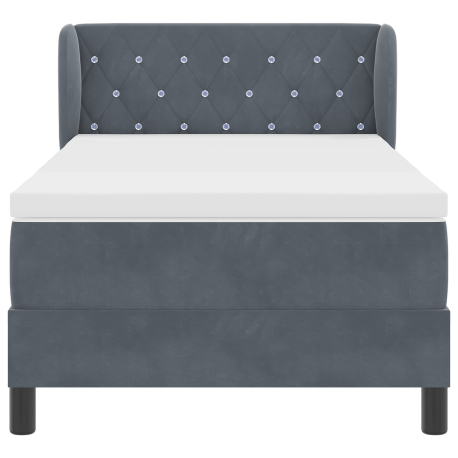 Boxspringbed met matras fluweel donkergrijs 90x200 cm