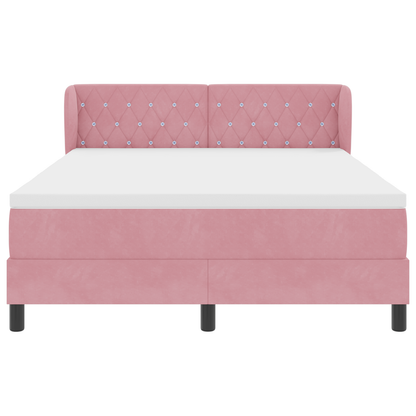 Boxspringbed met matras fluweel roze 140x190 cm