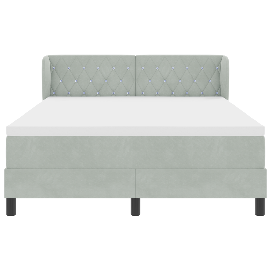 Boxspringbed met matras fluweel lichtgrijs 140x200 cm