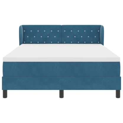 Boxspringbed met matras fluweel donkerblauw 160x200 cm