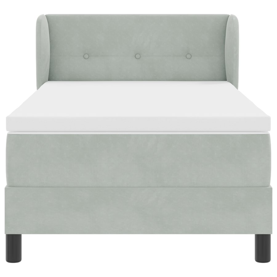 Boxspringbed met matras fluweel lichtgrijs 90x190 cm