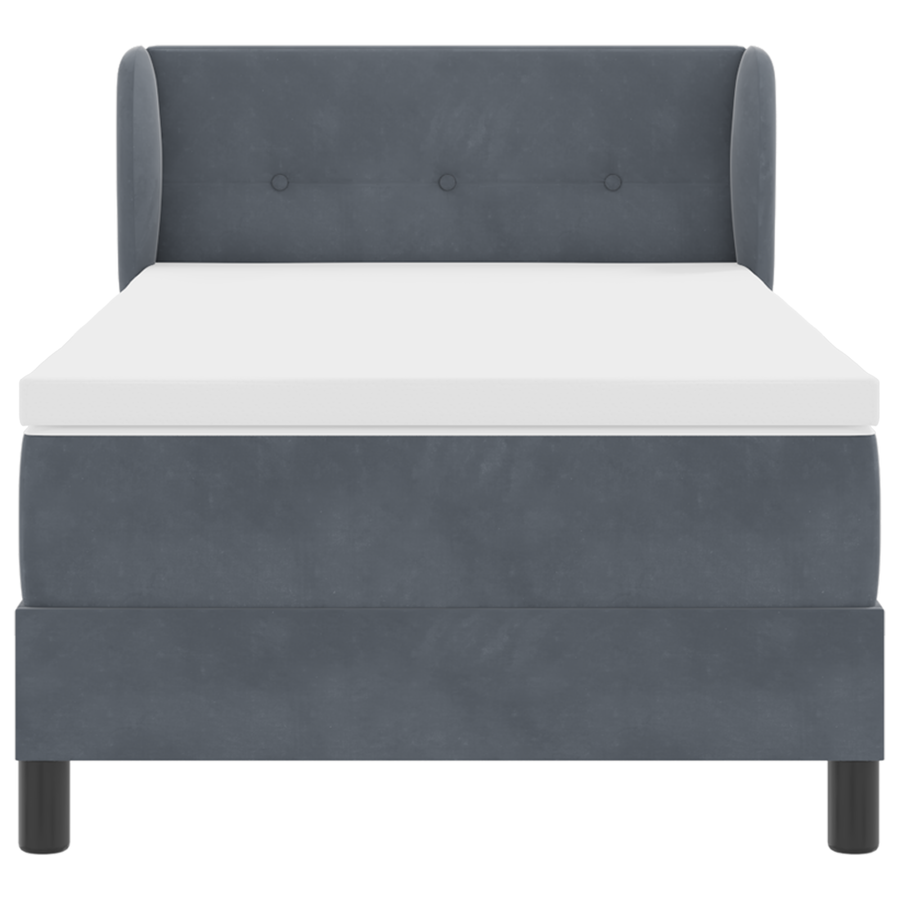 Boxspringbed met matras fluweel donkergrijs 90x190 cm