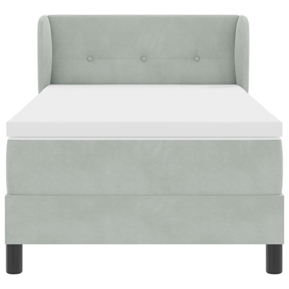 Boxspringbed met matras fluweel lichtgrijs 100x200 cm