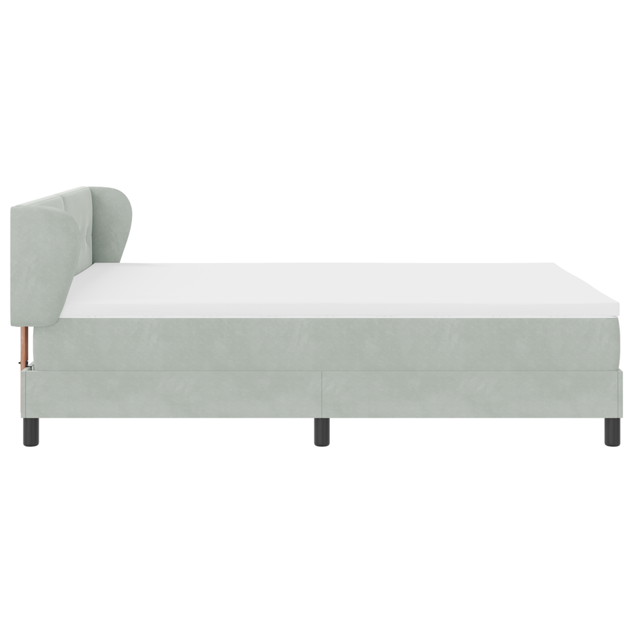 Boxspringbed met matras fluweel lichtgrijs 140x190 cm
