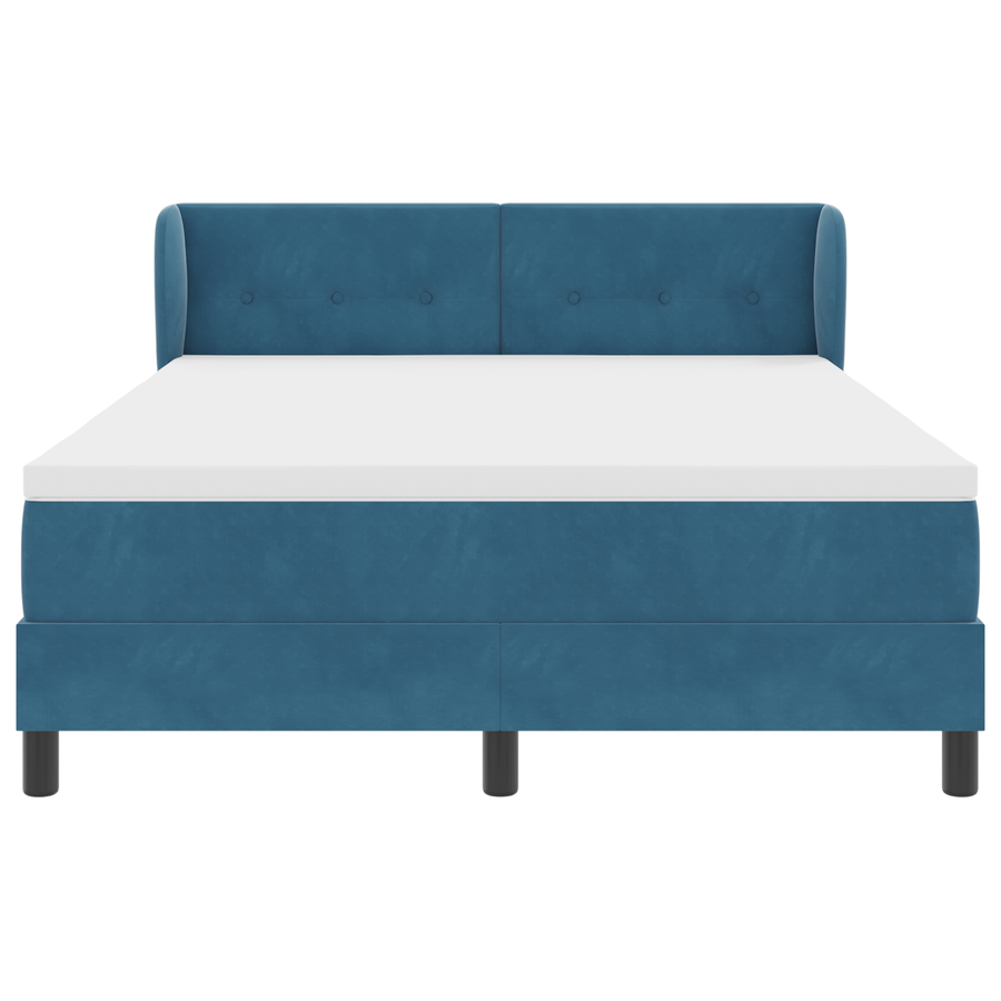 Boxspringbed met matras fluweel donkerblauw 140x190 cm