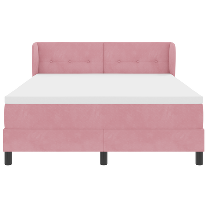 Boxspringbed met matras fluweel roze 140x200 cm